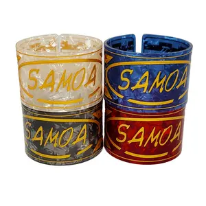 Samoa With Tribal Carved Faux Turtle Shell Bangle Multiple Colors