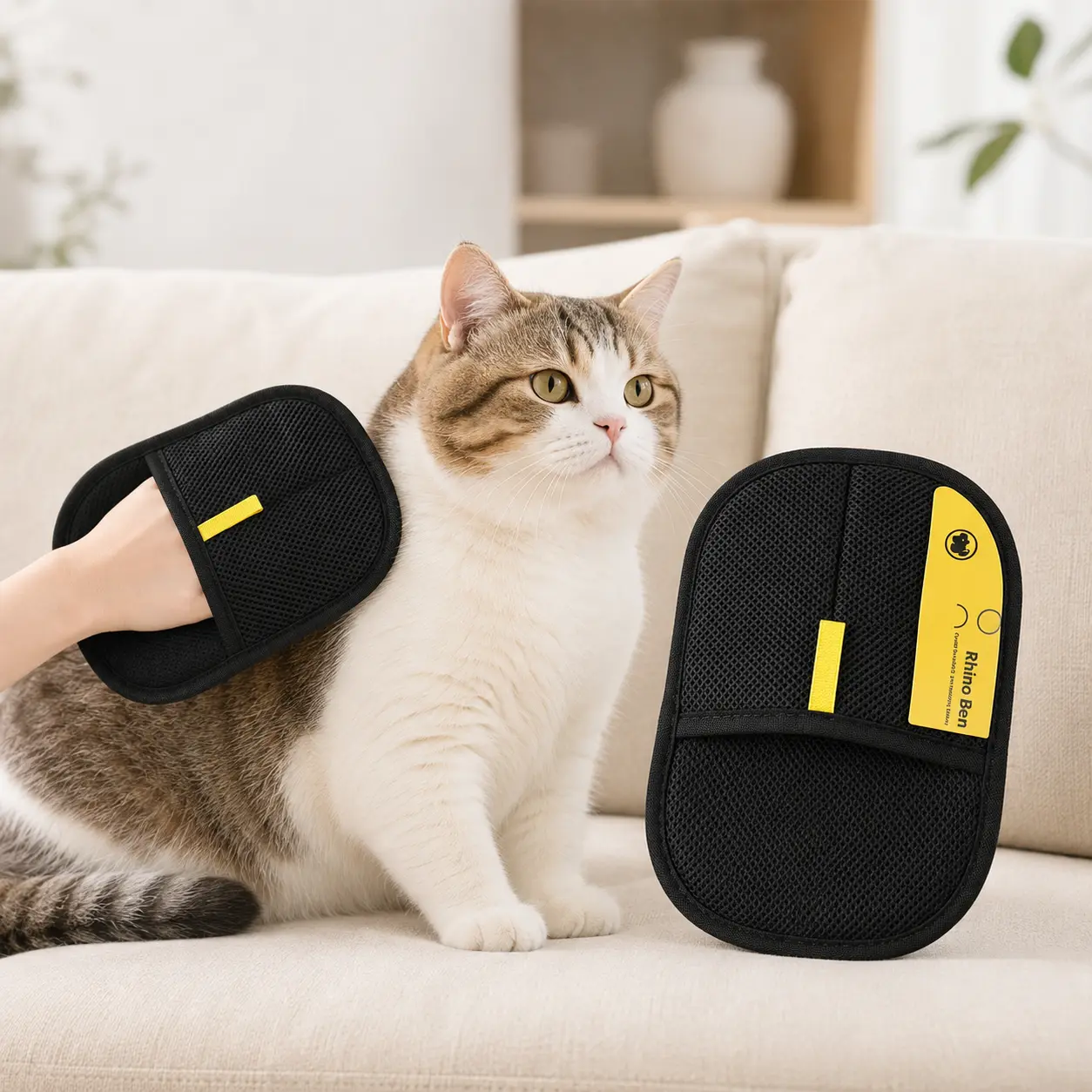 1Pc Pet Hair Remover, Reusable Pet Hair Remover Mitt, Double-Sided Grooming Glove for Cats and Dogs, Fur Removal Tool for Furniture and Clothes