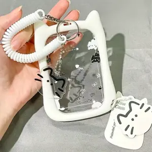 Transparent Cute Lanyard Student Campus Card Holder, School Meal Card Bus Metro ID Protection Case Cardholder, Essential Accessory for Students, Design