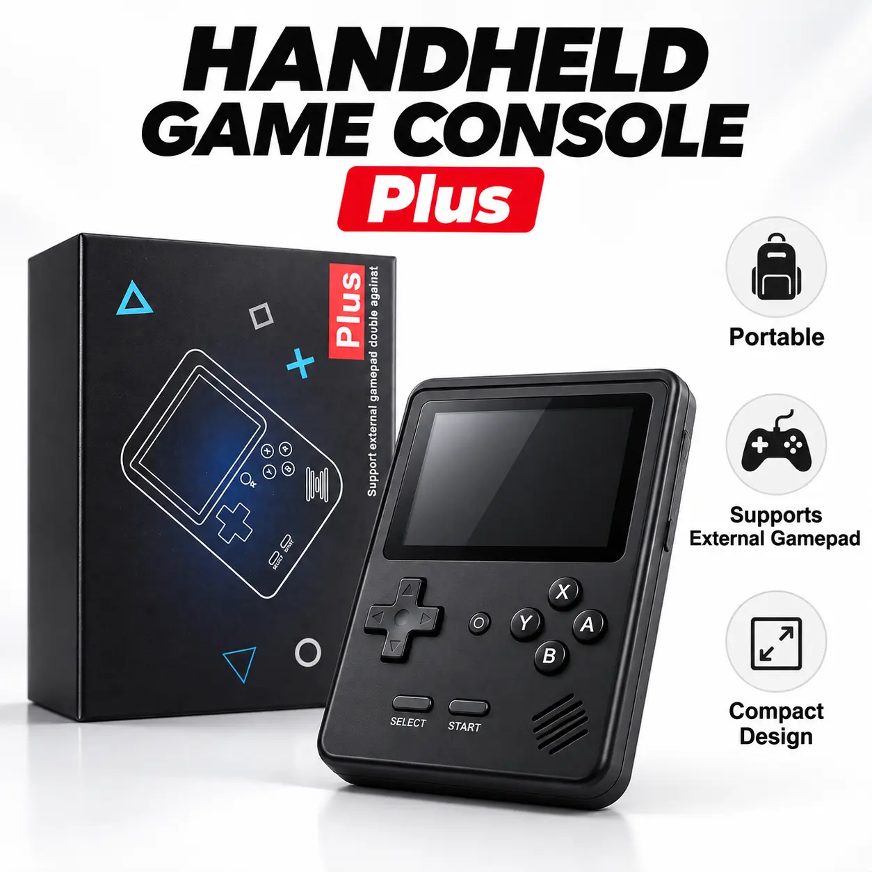 Handheld Game Console Plus Portable Compact Design with External Gamepad Support for Gaming Enthusiasts