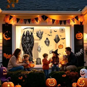 Large Halloween Static Window Sticker, 100x70 Cm Ghost Decoration, Reusable Home Festival Decor, No Glue Dead Spirit Sticker