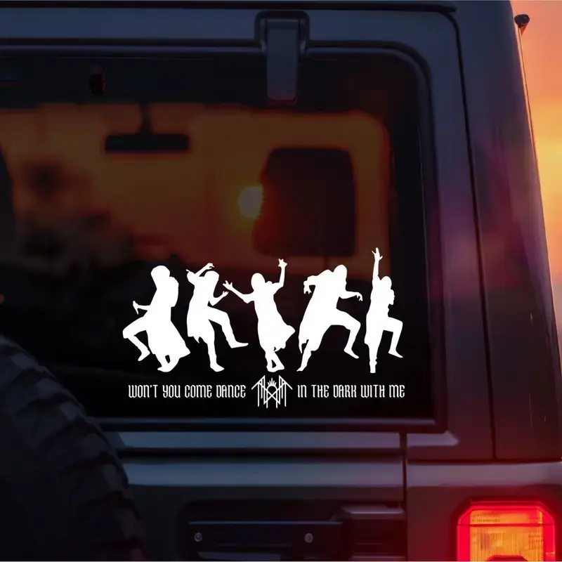 Sleep Token Vessel Dancing Silhouettes Vinyl Car Decal with Lyric Won't You Come Dance in the Dark with Me Dark Aesthetic Band Sticker for Cars Laptops Water Bottles Perfect for Worship Fans Alt Girls