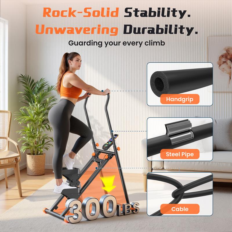 Stair Stepper with Springs, Stairt Stepper for Home Gym Exercise 3-Level Incline & 3-Level Adjustable Resistance Compact Foldable Quiet Stairmaster for Home Cardio Full-Body Workout