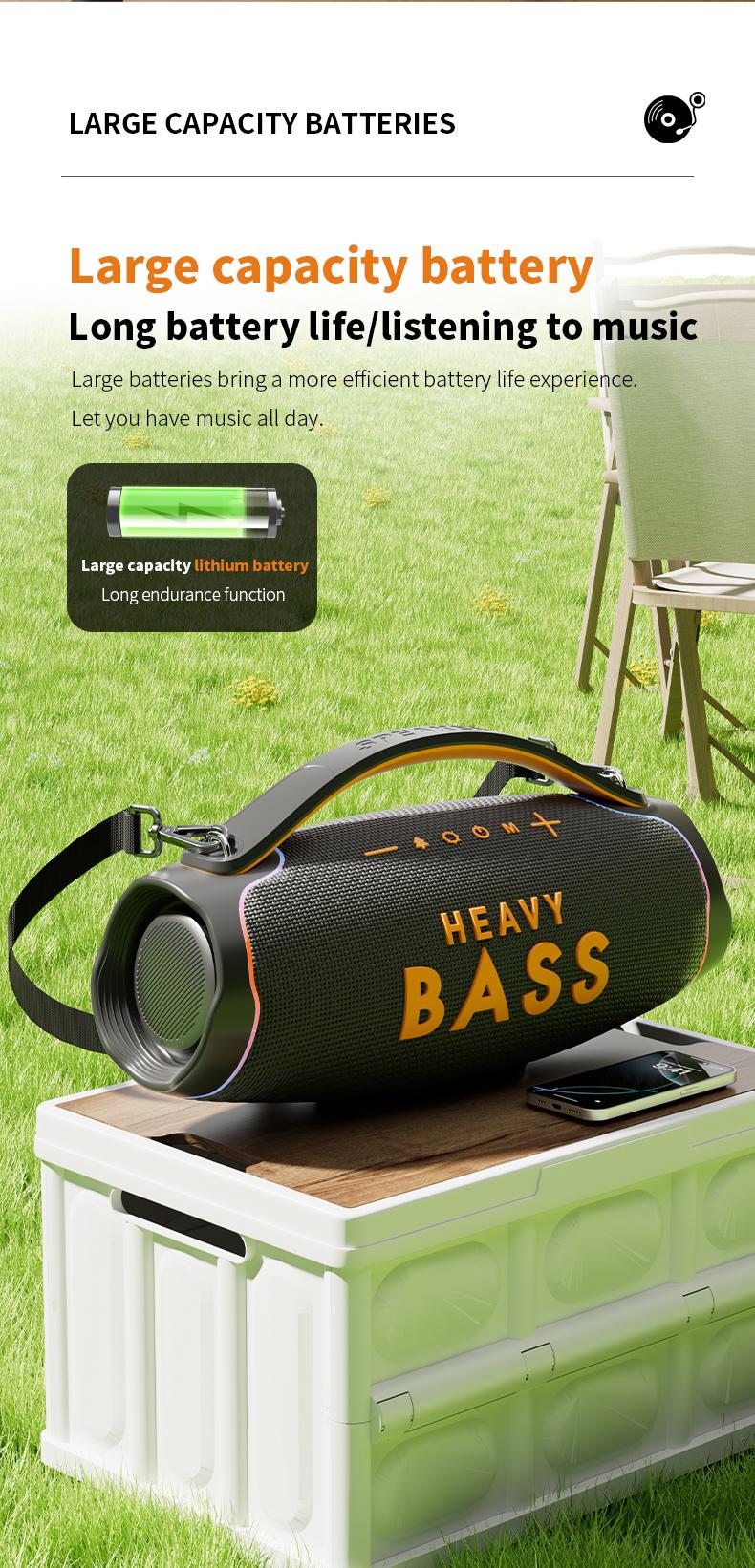 Upgraded Wireless Boombox with 360° Spatial Audio, Portable RGB Party Speaker with Carrying Strap, High Fidelity Sound for Outdoor Gatherings, Shocking Bass Cinema Quality Sound
