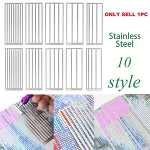 Stainless Steel Diamond Art Ruler, Diamond Painting Tools, Mosaic Making, Square or Round Drill Synthetic Gem Points, Repair Tool Accessories