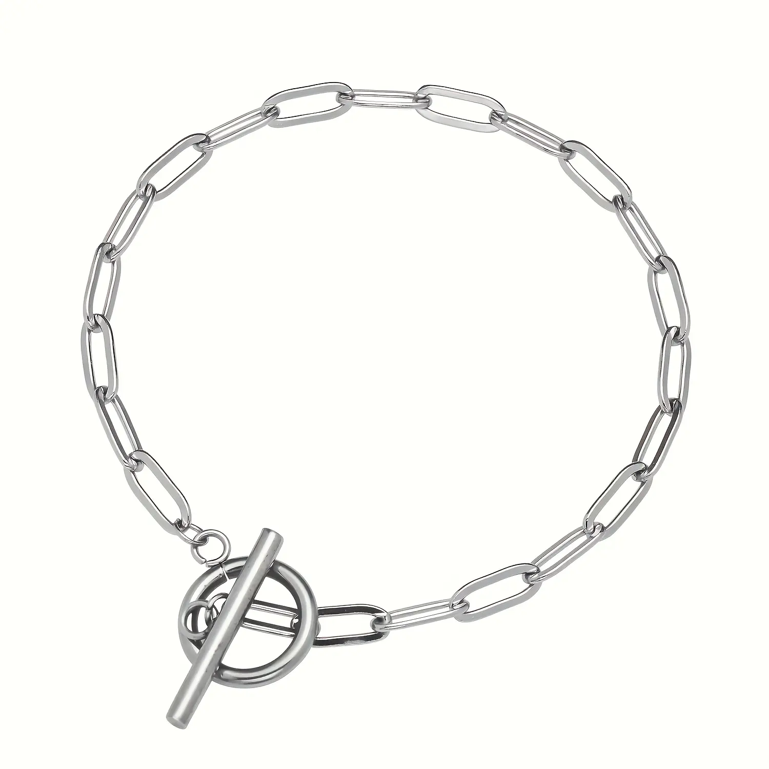 1pc Stainless Steel OT Buckle Paperclip Link Chain Bracelet for Women Girls Jewelry Gift for Valentine's Day Mother's Day Birthday Gift