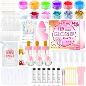 WhizToys 74PCS DIY Lip Gloss Making Kit,Make Your Own Lip Glosses Moisturizing DIY Lip Glaze Handmade Glittery Set for Teens Girls Women Makeup Lover Beginner Birthday Gift