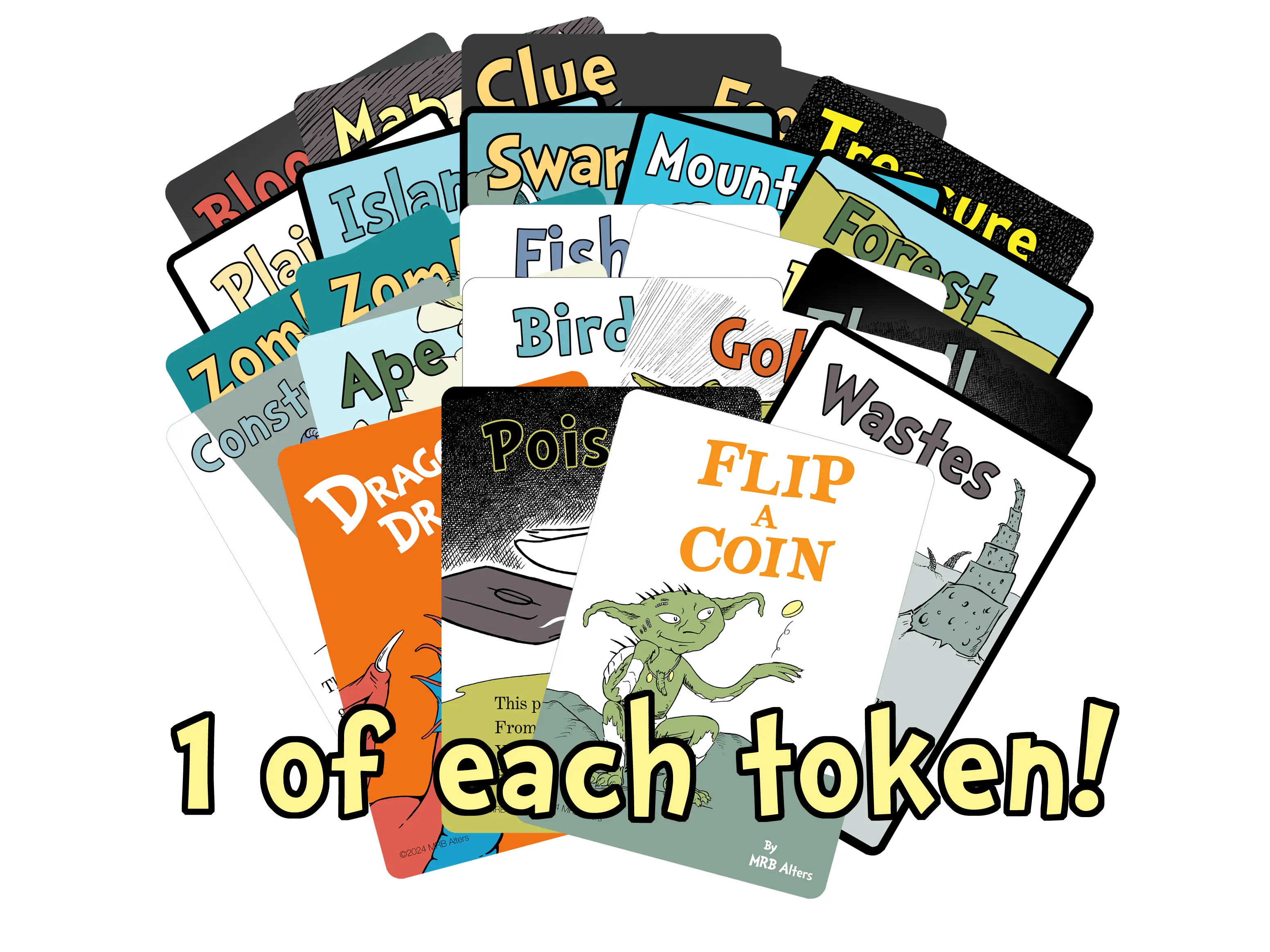 Whimsical Token Pack, Full set of 100 whimsical tokens, counters, reminders by MRB Alters