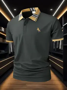 X128 three horizontal horse hot print men's fashion POLO fir, stylish design, suitable for outdoor sports and street wear, comfortable and breathable, summer essential, Golf Polo, Golf Casual Style, there are five colors to choose from.