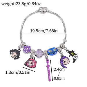 New K-POP Witch Hunting Group Bracelet Female Cartoon Diamond Pendant Open Stainless Steel Bracelet Bracelet