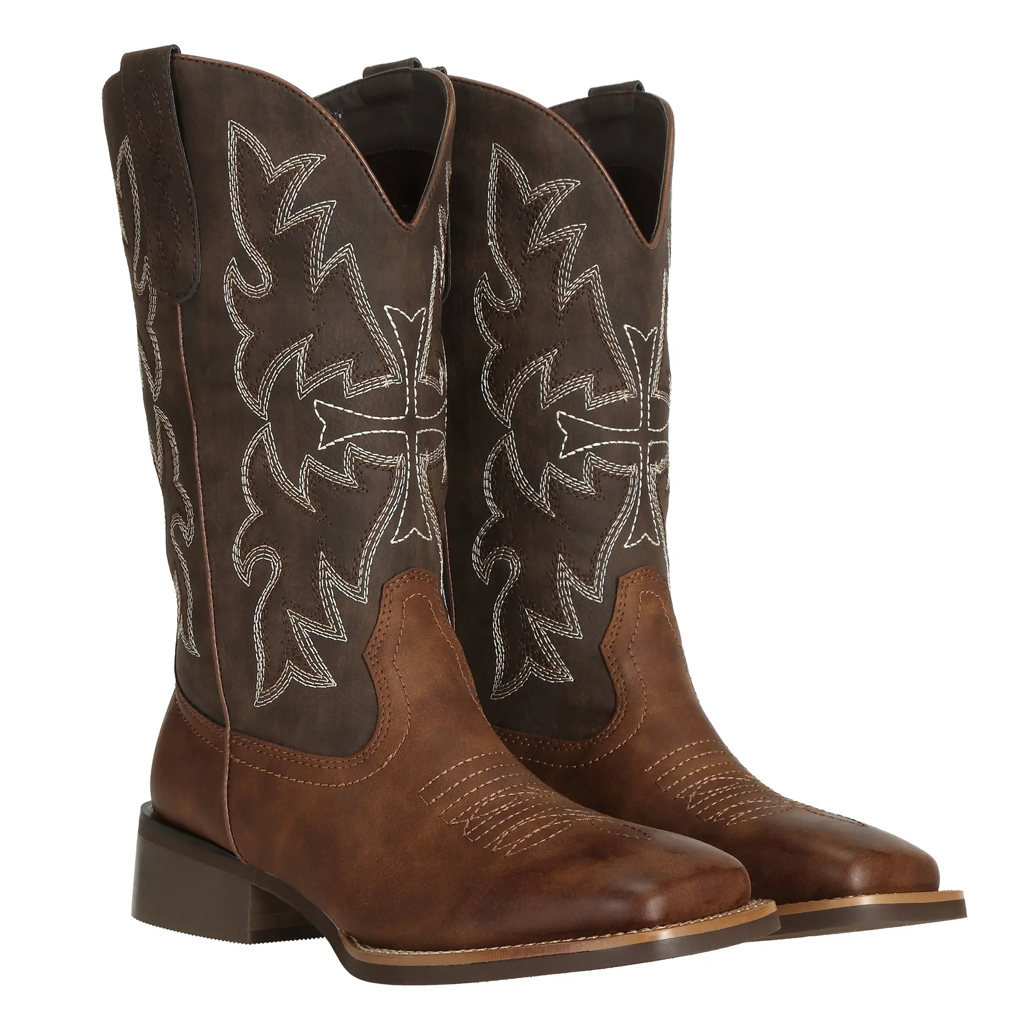 Women's cowboy boots, western style women's cowboy boots, with thick sole design, mid-calf length, square toe design, very suitable for people with wide feet. Girl Bridal Walking Shoes Footwear Makapal cowgirl booties kitten heel outdoorfun