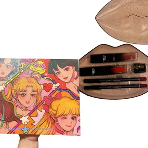 MAKE-Up BUNDLE!! ONEY100 BIG 75 Hi-Color Palette w/ Mirror + VIBELY 5-Pc Lip Combo Set Duo-Eyeshadow-Diamond Dust Highlighter -Glitter Pots/ 2-Matte-Smudge proof Liquid Lipsticks-2 Matte Lip Liner Set +Lip Pencil Sharpener-Cosmetics