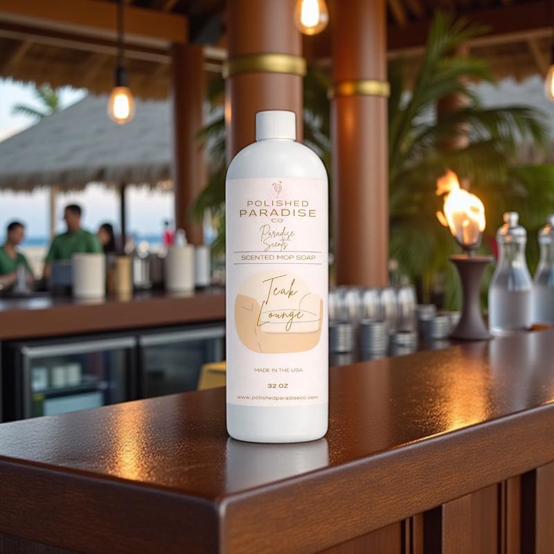 Polished Paradise Co. Resort Collection Scented Mop Soap 32 Oz Made in USA Premium Luxury Floor Cleaner for Multiple Floor Types Multipurpose Teak Lounge