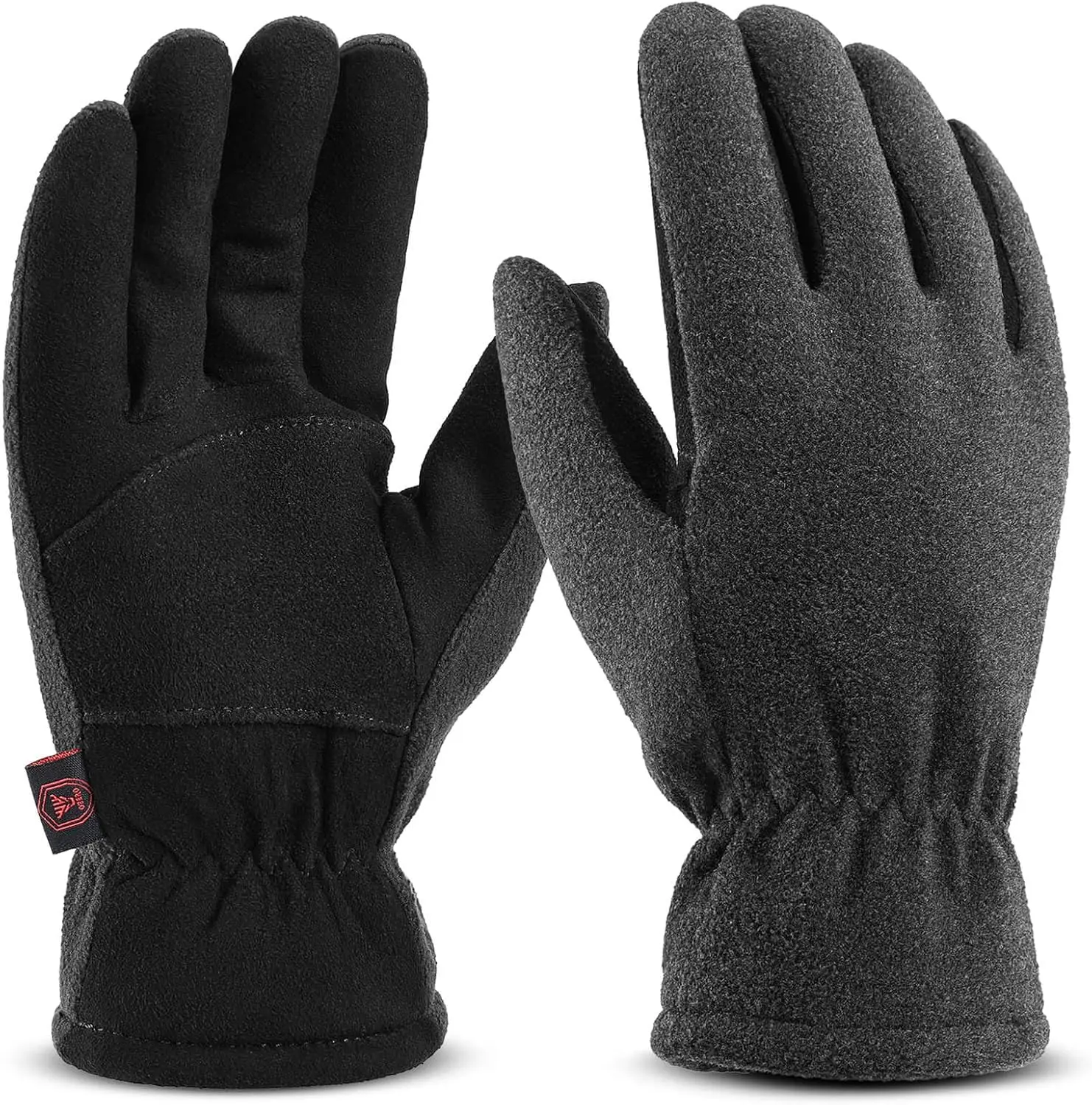 OZERO Winter Gloves for Men and Women, Deerskin Suede Palm, Polar Fleece Thermal Gloves for Driving, Dog Walking and Cold Weather