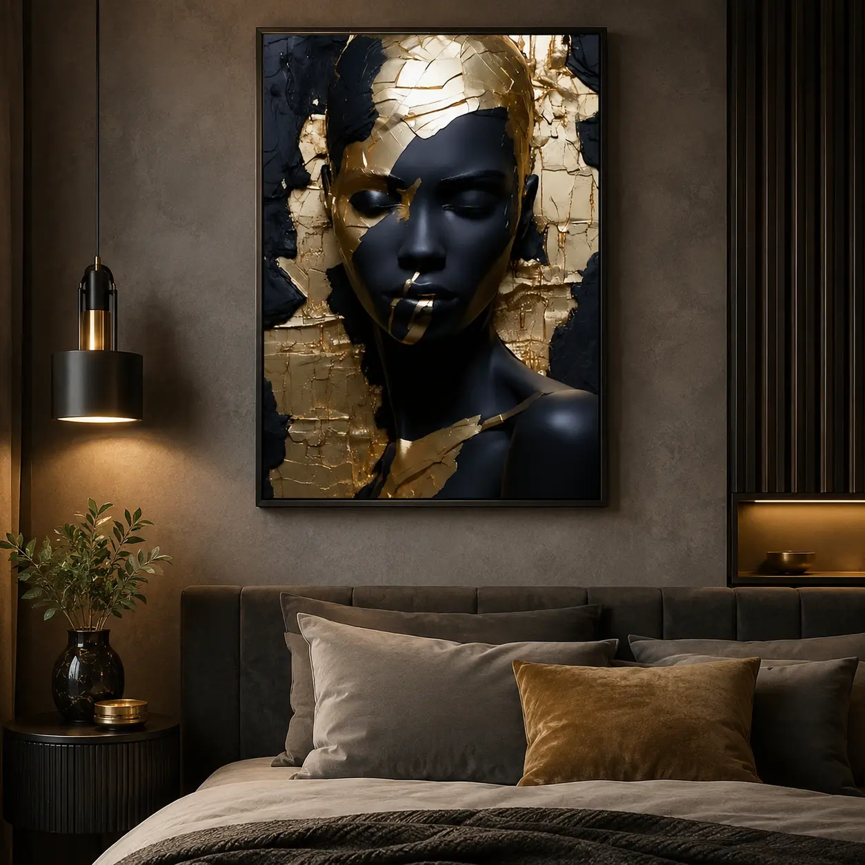 African Woman Pattern framed Painting, 1 Count Modern Wall Art Canvas Printing, Wall Art Decor for Home Living Room Bedroom tiktokshopspringglowup abstract