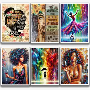 Abstract Women's Mosaic Diamond Painting Kit - DIY Crystal Wall Art Gift Set 5D Home Decor 30x40cm /11.81x15.75inch with Pre-Printed Canvas Full-Coverage Resin Drills Vibrant Colors Ergonomic Multi-Tip Applicator Pen Wax Pad Sorting Tray Storage Bags