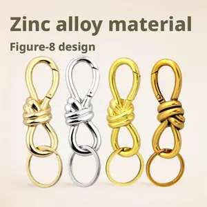 zinc alloy figure-eight buckle, rope knot buckle, carabiner, shoulder strap buckle, figure-eight keychain, knotted rope buckle, safety buckle