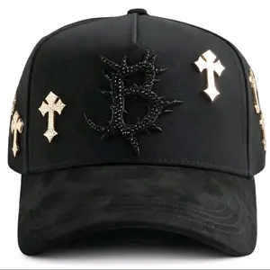 El Barbas Hats "B Cross" - Gold Black Snapback Hat
