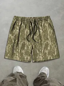 Men's Camo Print Drawstring Waist Shorts, Loose Casual Comfy Shorts for Summer, Men's Bottoms for Beach Vacation