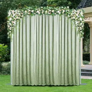 10 ft x 57" Ice Crushed Velvet (200 GSM) Event Backdrop Curtain Drape Panel - Sage Green (1pc)