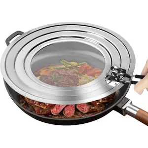 Stainless Steel Splatter Screen for Frying Pan - Grease Splatter Guard with Folding Handle - Cover Oil Splash from Bacon, Oil, or Deep Fryer - Food Strainer and Universal Cookware