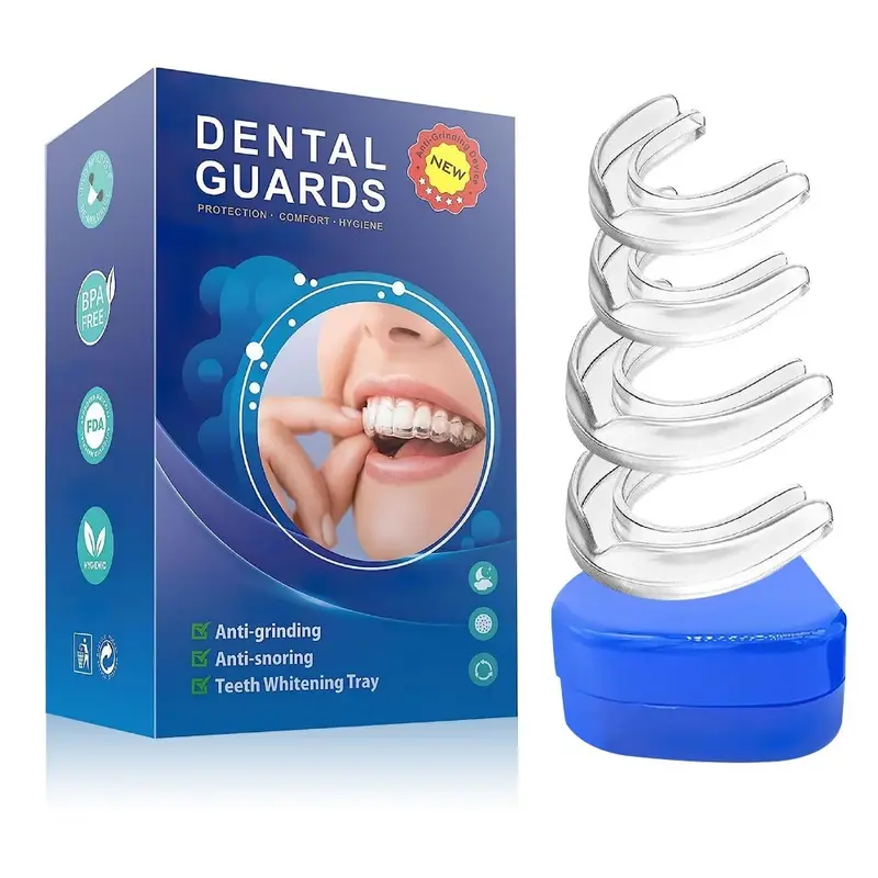 4-Pack Dental Mouth Guards for Teeth Grinding & Anti-Snoring – Reusable Custom-Fit Night Guards, Teeth Whitening Trays, Essential for Oral Health Protection, Mouthpiece