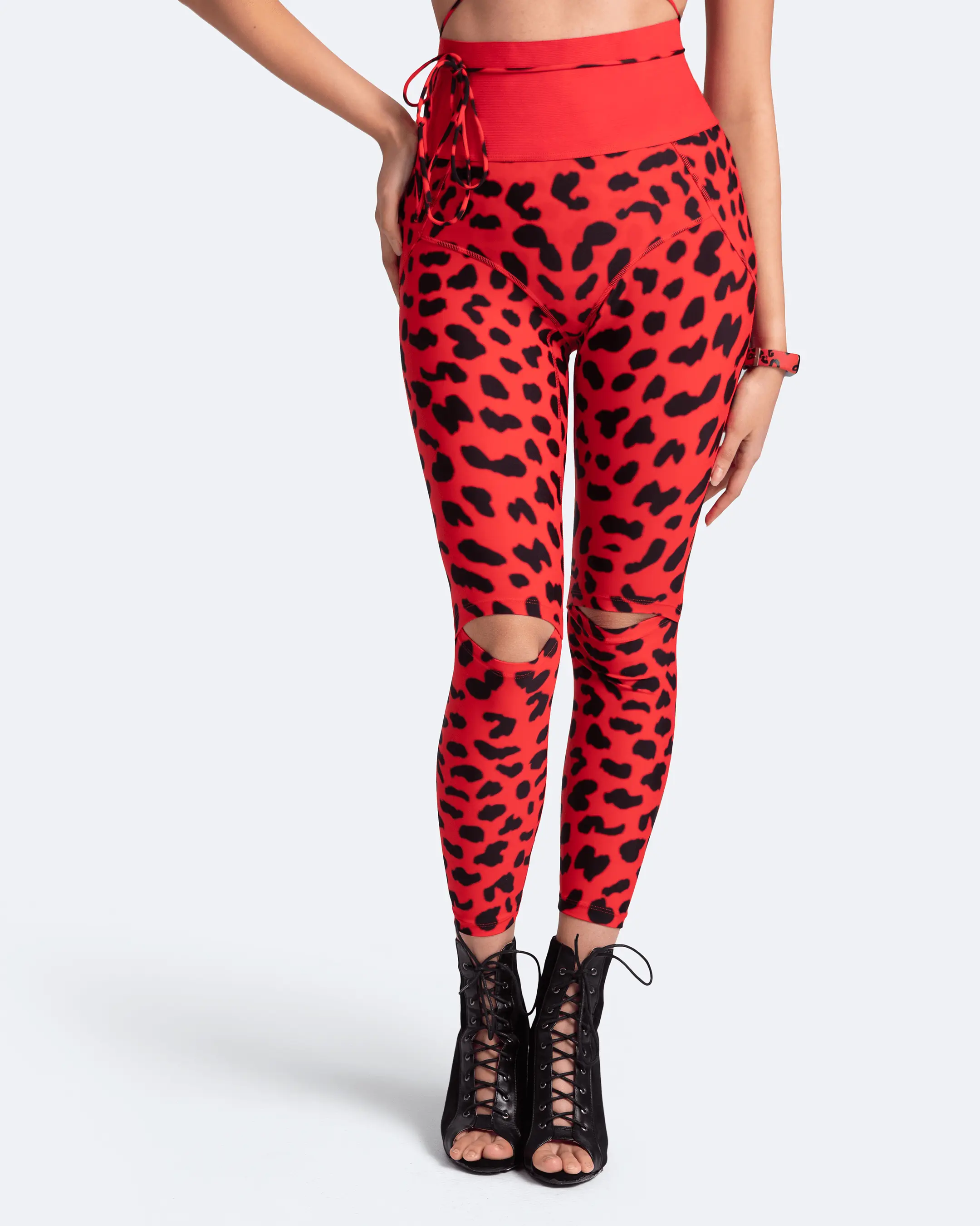 High-Rise Knee-Slit Leggings for Women, Flattering Solid Color Dancewear Made with Flexible Elastic Fabric, Dance