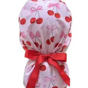 Cherries and bows scrub cap