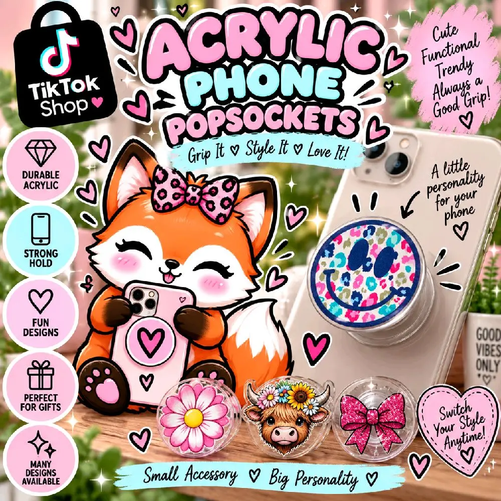 Acrylic PopSockets, Phone Back Accessories for Easier Device Holding