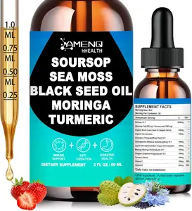Soursop Bitters Liquid- Organic Soursop Drops W/Moringa Oregano Black Seed Oil & Sea Moss Extract Leaves for Immune Gut & Antioxidant Supports, Natural Herbs Supplement for Women & MenVegan, 2Fl Oz