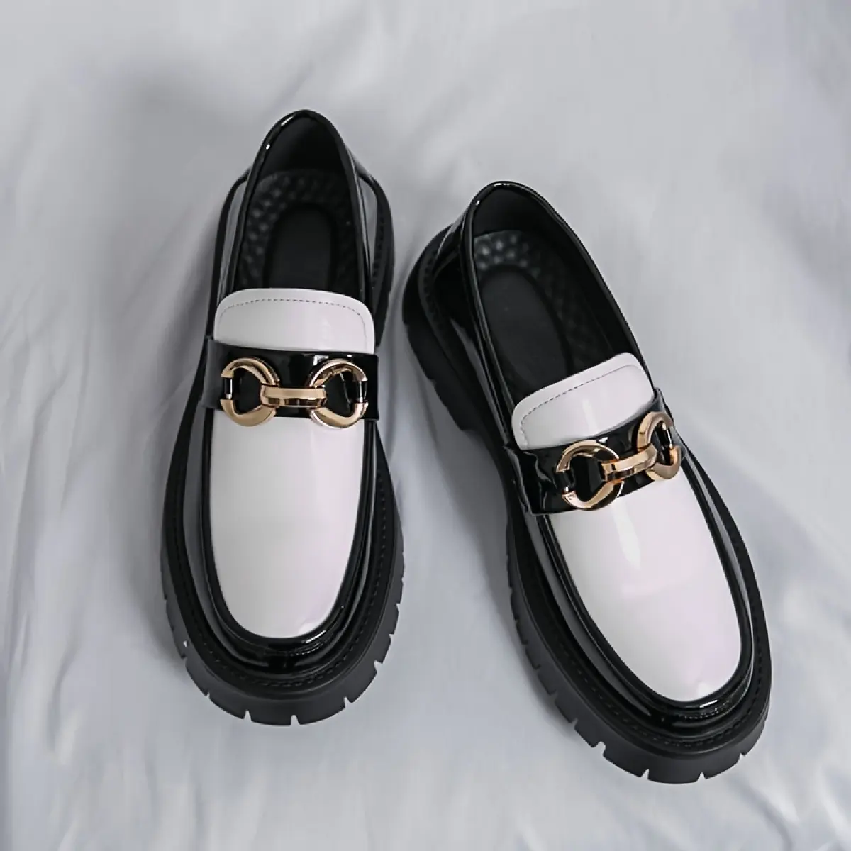 2026 2026 Men's Height-Increasing Bit Loafers - Gloss Black Driving Shoes| Breathable Leather-Ons Business Casual & Office  Footwear men shoes