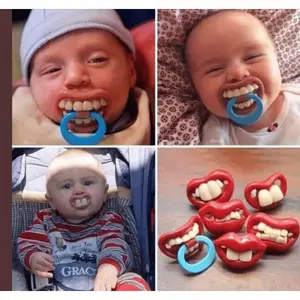 3pcs Funny Pacifier for Baby, Buck Tooth Pacifier Fake Big Teeth Pacifier, Soft Pacifiers with Teeth Food Grade Silicone Pacifier for Babies Health, Great Gift for Kids