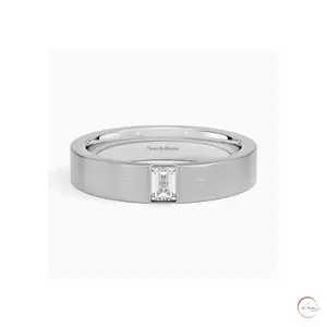 Emerald-Cut Lab Diamond Men's Wedding Band