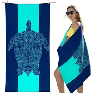 Beach Towel - Large Oversized Beach Towel Sandproof Microfiber Quick Dry Pool Towel, Thin Lightweight Compact for Travel Swimming Bath for Adults Women Men (sea turtle)
