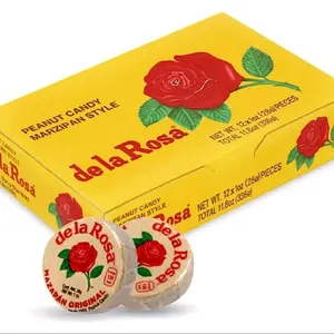 De la Rosa Mazapan 12ct - Traditional Mexican Candy Made with Roasted Peanuts and Sugar