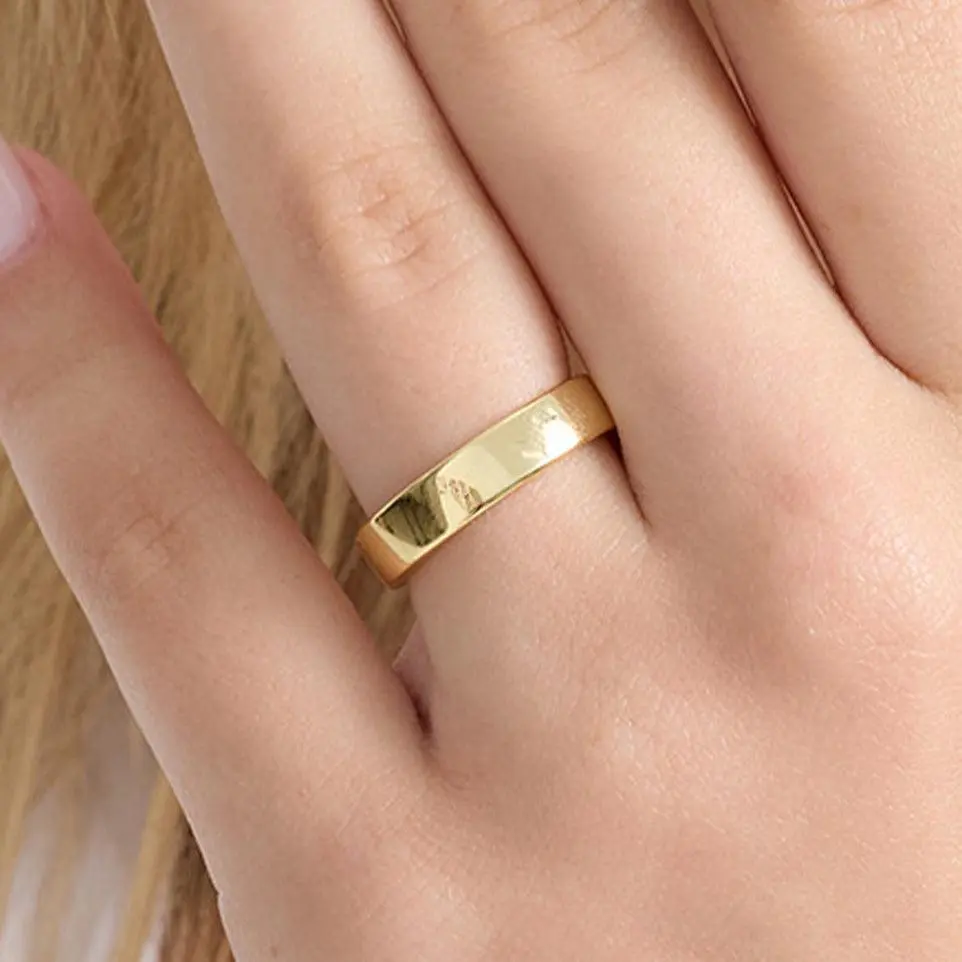 EVRY JEWELS Gold or Silver Plated Women's Hypoallergenic Plain Jane Ring