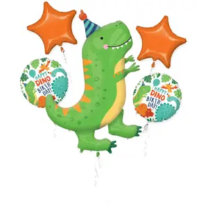 Dinomite Dinosaur Birthday Foil Balloon Bouquet - 5 Piece Set