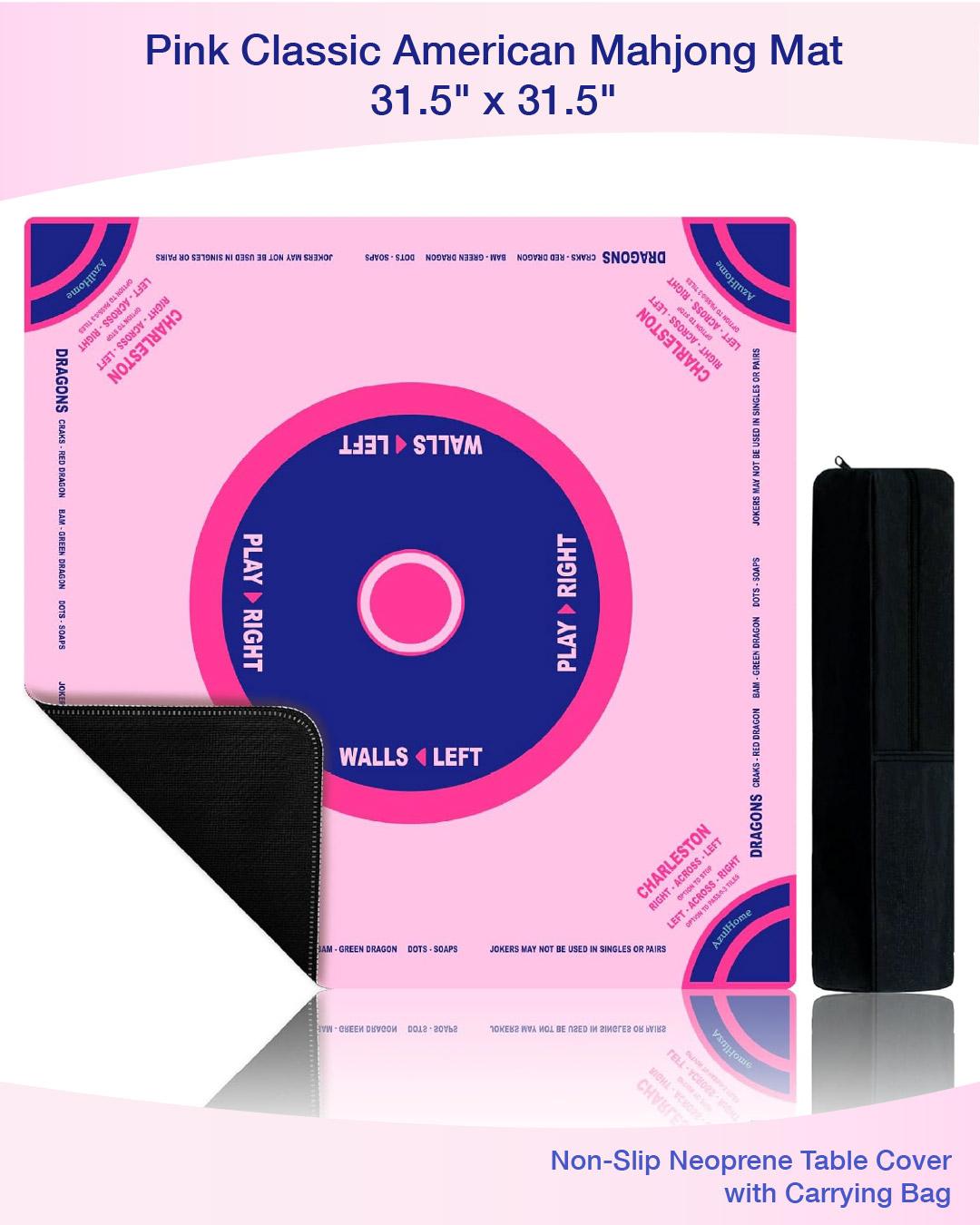 Pink & Blue Mahjong Mat (31.5"X31.5") with Black Carrying Bag, Anti-Slip, Noise-Reducing Mahjong Mat for Table, Board Games, Tile Games and Cards