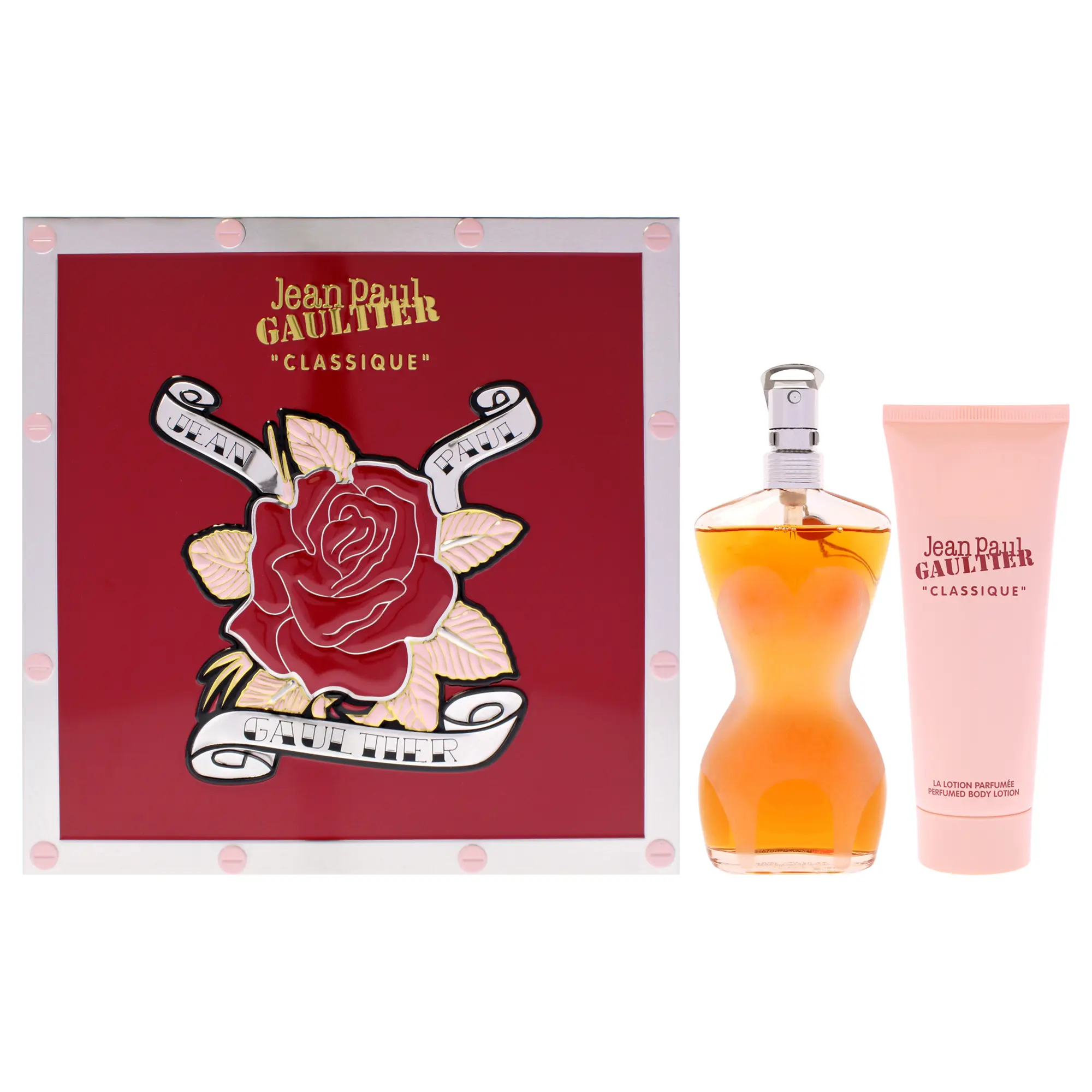 Women's Classique by Jean Paul Gaultier Unisex Fragrance 2-Pc Gift Set - 1.7oz EDT Spray, 2.5oz Perfumed Body Lotion, Gift Box, Perfume Set Unisex Fragrance