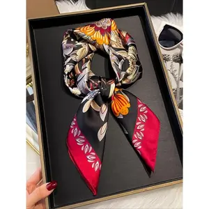 Women's Floral Print Square Scarf, Boho Style Bandana for Women, Fashion Accessories for Daily Wear, Trendy All-match & Exquisite Scarf for Birthday Gift