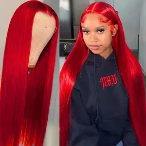 【30 Inch Only $118】YESWIGS Hair Wholesale Red Color Bone Straight 13X6 Lace Frontal Wigs Ready To Go And Wear Glueless 13X4 HD Lace Front Human Hair Wigs Pre Plucked Lace Frontal Wigs For Black Women