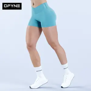 DFYNE Vision Crossover Waist Seamless Butt-Lifting Yoga Shorts – High Stretch Fitness Gym Shorts for Womend