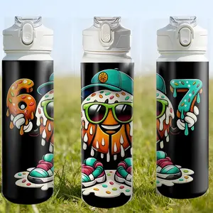 Digital Print Plastic Sports Water Cup, 750ML (25oz) Flip Lid Design, Reusable, Lightweight Leak-Proof, Portable Travel Essential, Leakproof Water Bottle, Sports Drinking Bottle