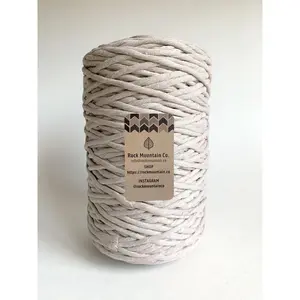 5mm Single Strand Macrame Cord 1 Ply Twisted Cotton Craft String - Beige Fiber Art Rope