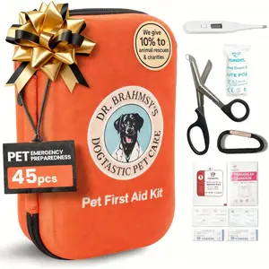 Pet First Aid Kit for Dogs and Cats - Vet-Approved Essential Survival and Emergency Supplies for Home, Travel, Camping, Hiking - Packed in a Portable Waterproof Pouch - 45-Piece Set