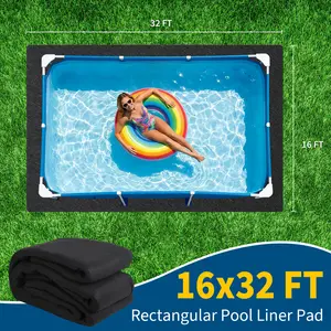 🛡️ Stop Rocks & Weeds Before You Fill Your Pool. 16x32 Heavy-Duty Liner Pad—Just Unroll & Go.