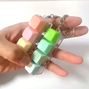 Multi-Key Mechanical Switch Fidget Toy. Clicky ASMR Keyboard Tester Keychain with Aesthetic Pastel Keycaps. Portable Stress Relief Gadget for Office & School. Cute Kawaii Backpack Accessories. Fun ADHD Focus Tool.