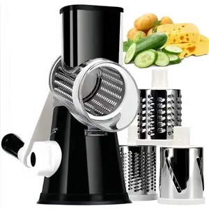 3 in 1 Multifunctional Rotary Cheese Grater, Rotary Cheese Shredder, Manual Vegetable Slicer for Carrot Cucumber Potato, Valentine's Day Gift, Kitchen Gadgets, Vegetable Cutting Slicer