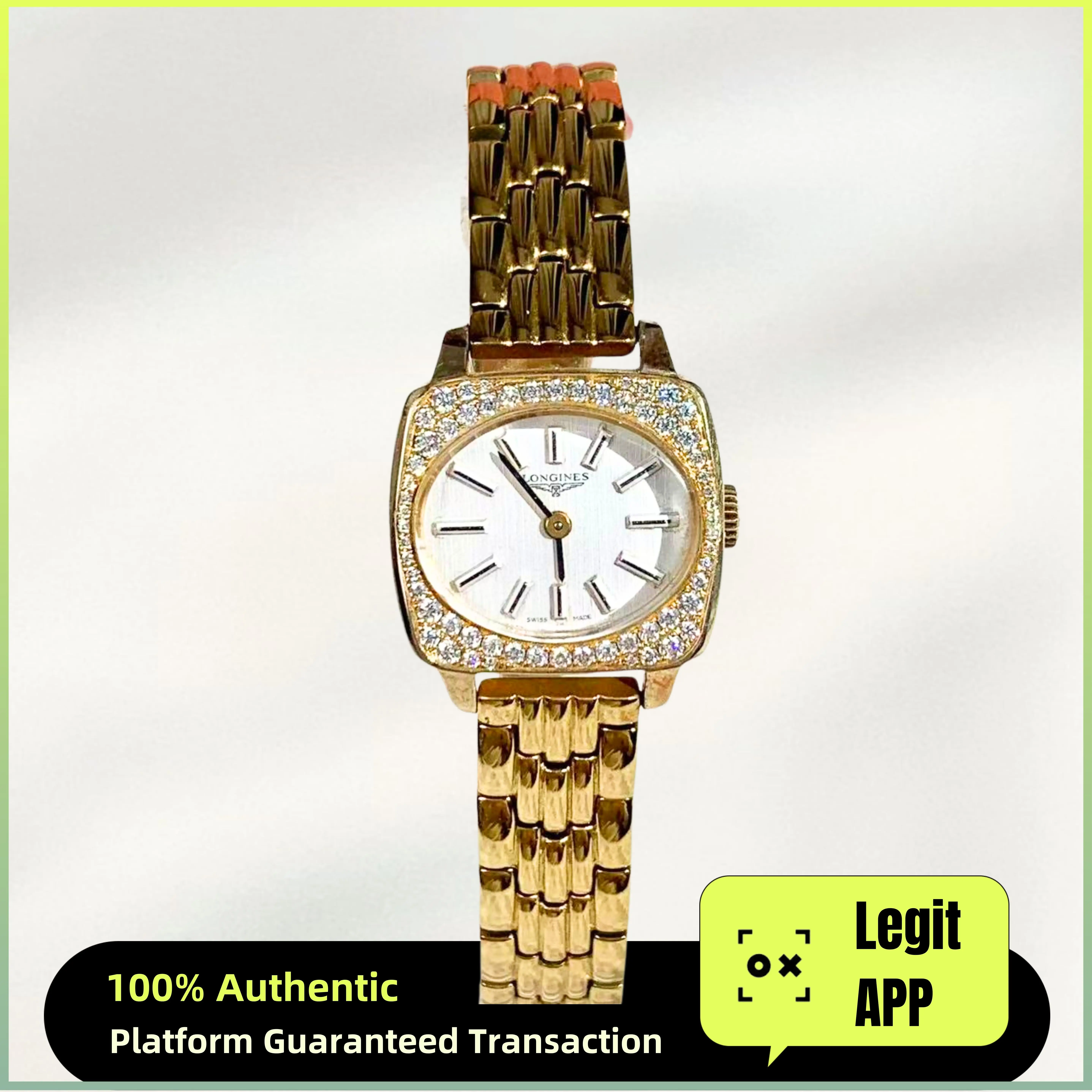 Longines Vintage Manual Wind Gold Plated 20mm White Dial Diamond 13512471