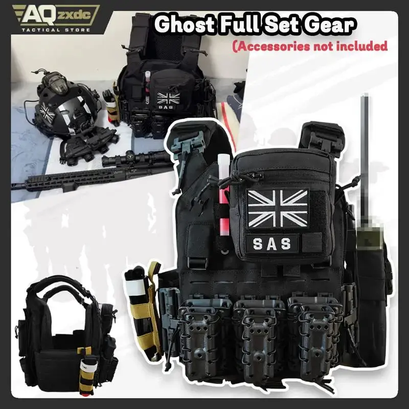 AQzxdc Call of Duty 19 Ghost Tactical Vest - Lady's Full Set Cosplay Costumes Clothes, Athletic Football Gear, Outdoor Field Prop, Blackstone Patellaband (Accessories, Protective Gear Not Included)